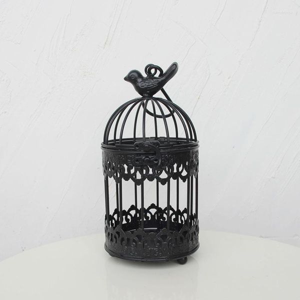 Candelabros SUPU Candelabro de jaula de pájaros pequeña negra colgante moderno de hierro forjado jaula de pájaros decoración maceta plantas suculentas