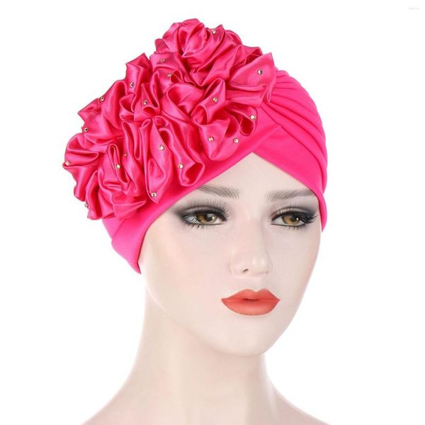 Caps de bola Mulheres Mulheres Soliding Hat Hat Muslim Ruffle Cancer Wrap Cap Cabine Retro