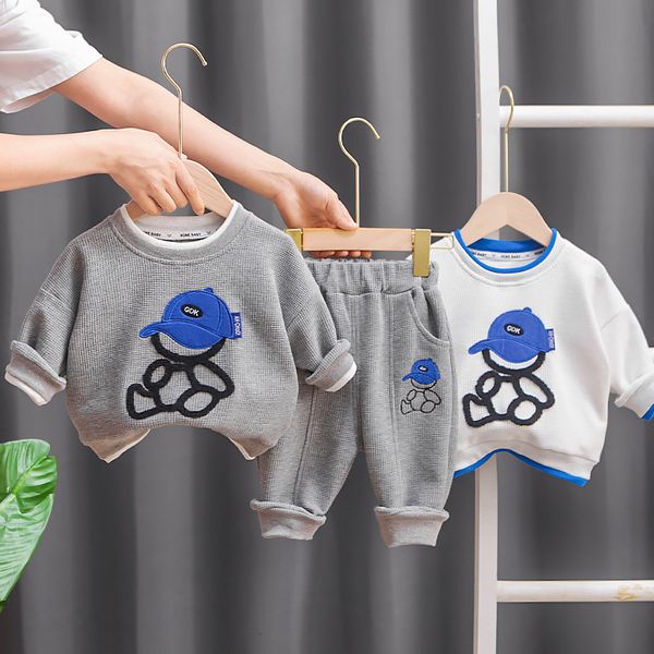 Baby Jungen Mädchen Kleidung Sets Kleinkind Infant Kleidung 2023 Frühling Kinder Langarm Cartoon Revers Tops Jeans Kinder Outfits