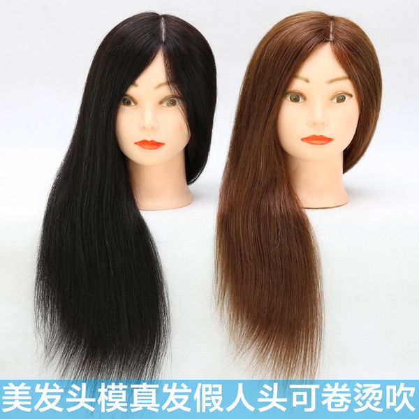 Friseur-Kunstkopfform, echtes Haar, kann dauergewellt und gelockt werden, Perückenkopfmodell, Kunstkopfform, spezielles Modell, geflochtenes Haar, Frisur
