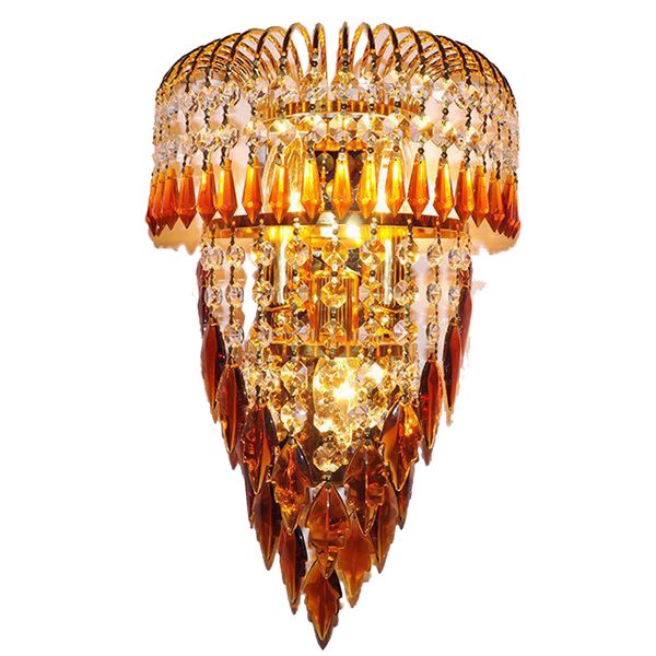 Lâmpada de parede moderna portão de ouro portão de lâmpada de cristal nas cabeceiras do quarto de luxo de luxo de luxo leve iluminação de suporte da sala europeia