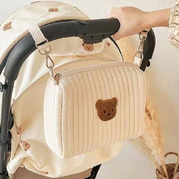 Parti per passeggino Borsa per pannolini per bottiglie trapuntata coreana per bambini da viaggio Borse appese per bambini Accessori Neonati