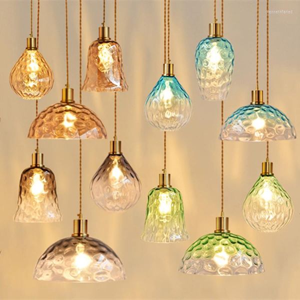 Lâmpadas pendentes Light Light Light Colorful Glass Hanglamp for Dining Room Bedroom Decoração Nórdica Bar Luminire Suspension Loft Acessos