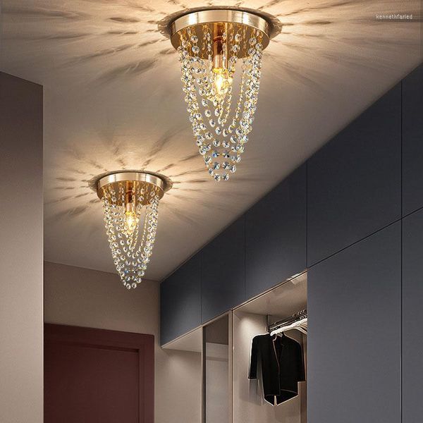 Luzes de teto Lâmpadas de cristal de luxo para Hall Corredor Varanda Lâmpada de quarto da superfície moderna LEDs LED ES Iluminação