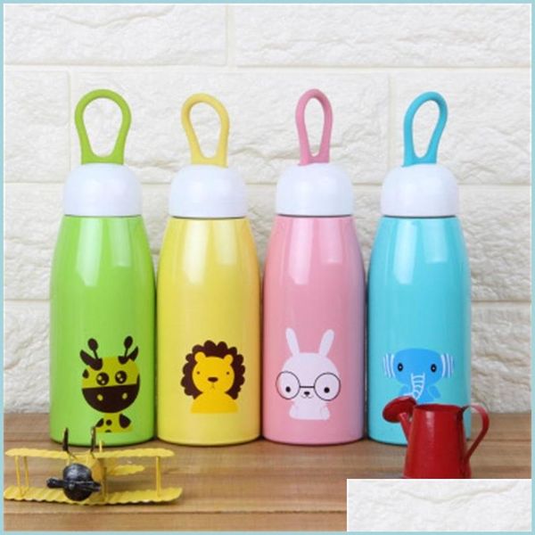 Tazze Bambini Cartoon Coniglio Elefante Tazza in acciaio inossidabile Bicchiere sottovuoto tenuto in mano creativo Bottiglia d'acqua delicata per studenti 12Xy Ww Dr Dhklp