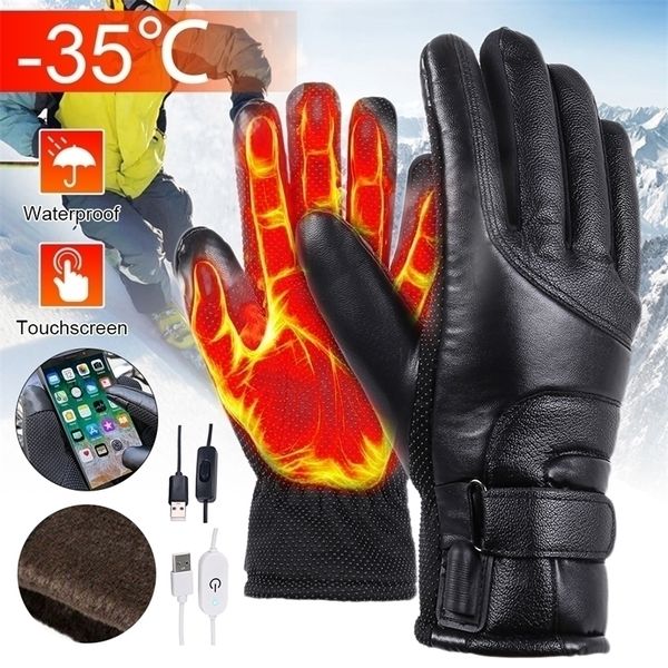 Fünf-Finger-Handschuhe, Winter, beheizt, elektrisch, wasserdicht, winddicht, Touchscreen, USB-betrieben, für Männer und Frauen 221018