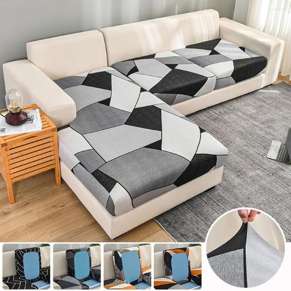 Tampas de cadeira de cadeira de impressão geometria Sofá Seat Cushion Cover Protetor de Funiture L Forma de Polchair Elastic para sala de estar em casa