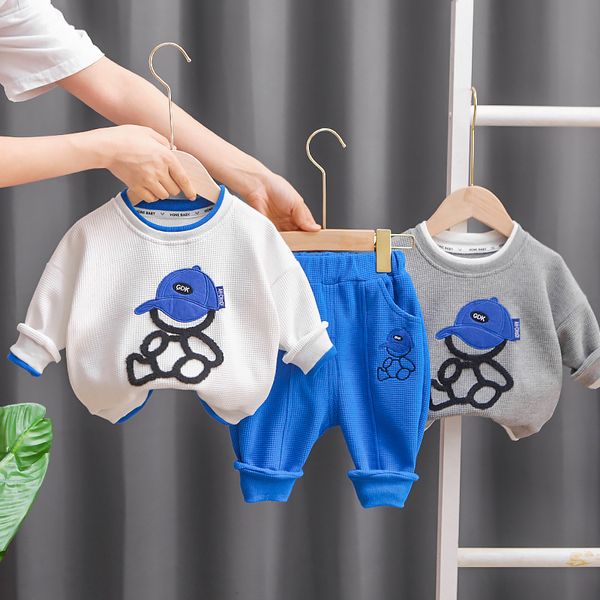 Bebek Erkek Kızlar Giyim Setleri Toddler Bebek Giysileri 2023 Bahar Çocuklar Uzun Kollu Karikatür Yakası Kot Kot Çocuk Kıyafetleri