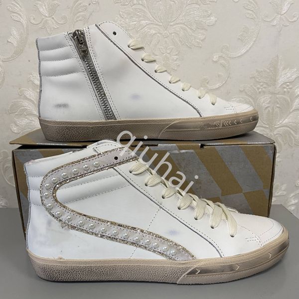 Neuer Do-old Dirty Designer Golden Shoe Italian Deluxe Brand Sneaker mit klassischem Leder Glitter Sparkle Man Women Mid Star High Top Style GKKF