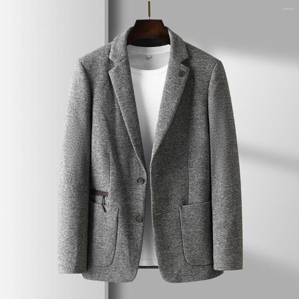 Ternos masculinos 2022 Fashion Men's Brand Grey Suit Casual Man Wool