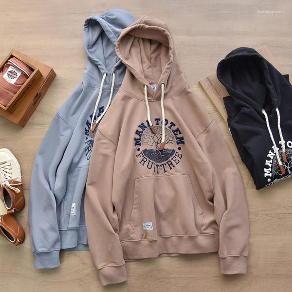 Herren Hoodies Herbst Baumwolle Wolle Ring Kapuzenpullover Herren Hoodie Retro Bedruckt Lässige Paar Pullover