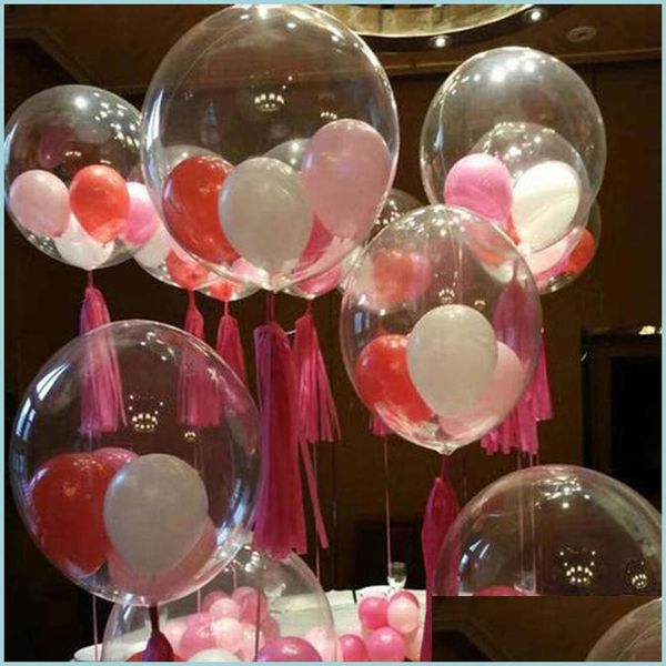 Parti Dekorasyonu 20 24 36INCH Şeffaf Dekorasyon Küreleri Temiz Balon Helyum Şişme Bobo Balonları Düğün Doğum Günü Bebek Gösterisi Dhxrj