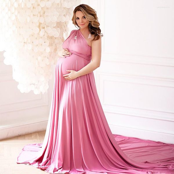 Wraps Rosa Umstandskleider Seidensatin Langes Kleid für schwangere Frauen für Poshoot Boudoir Dessous Bademantel Nachtwäsche Babyparty