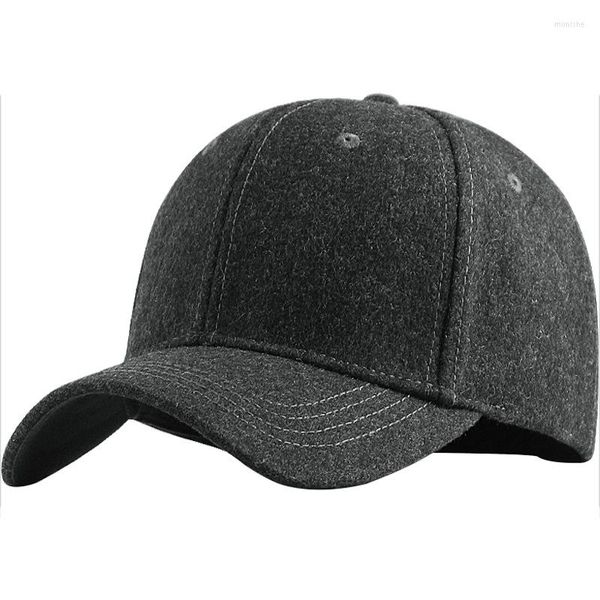 Caps de bola de 60 a 68cm de tamanho de lã de lã de 68 cm de beisebol masculino de inverno ao ar livre montado chapéu de feltro Big Bone Man Geratize Woolen Sport