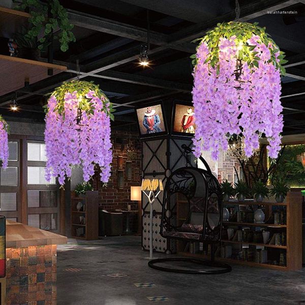 Подвесные лампы зеленый завод ресторан свет ламп паб горшок для барбекю Музыкальный бар творческий освещение сад дома люстр цветок