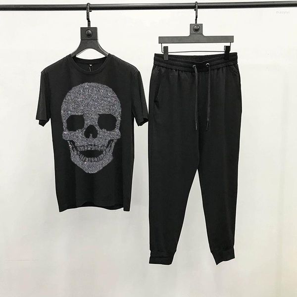 Herren-Trainingsanzüge, O-Ausschnitt, kurzärmelig, Totenkopf-Muster, Herren-Set, Top-Qualität, Trainingsanzug, Marke Diamond T-Shirt