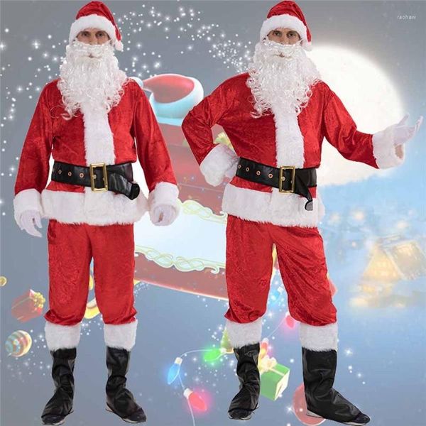 Männer Trainingsanzüge Mode 5PCS Anzug Weihnachten Weihnachten Kostüme Santa Claus Outfits Erwachsene Phantasie Plus Kleid Übergroßen Bodys S-3XL