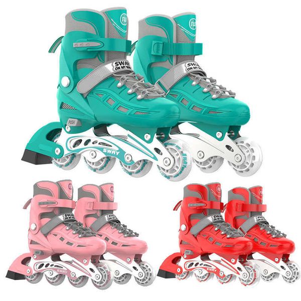 Rolos de tênis de patins de gelo Woemn Kids Sapatos de patinação em linha iniciantes ao ar livre ajustáveis ​​liga de alumínio de boa qualidade ABEC-7 4 WHELS L221014