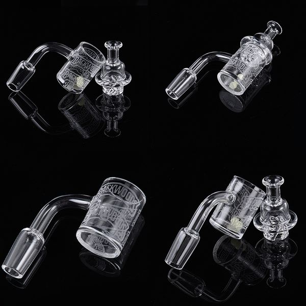 10mm 14mm 18mm Bangers al quarzo a 90 gradi Accessori per fumatori Quarzo con perla Terp Slurper Chiodo per narghilè Bicchiere d'acqua Bong Logo Stampa ZQ02