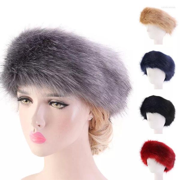 Boinas grossas de banda de cabelo peludas fofas russas peles fulm garotas feminina chapéu de cabeça para a cabeça de inverno chapéus de esqui externo