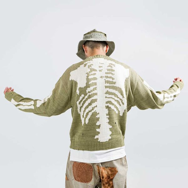 Maglioni da uomo Everkaki Street Hip Hop Rib Skeleton Loose Knit Maglione Coppia Uomo G221018