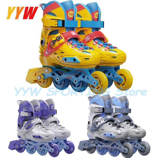 Скейтс-коньки Purple Yellow Inline Roller Kids Youth с тормозным замком регулируемой размер съемный размер моют 27-41 L221014