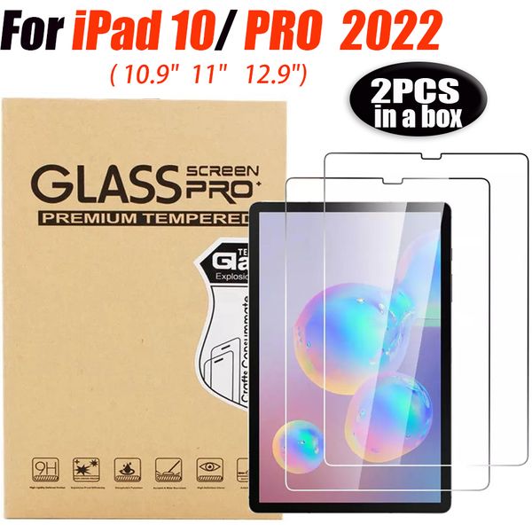 2 paket Temperli Cam Ekran Koruyucu ipad 10 PRO 10pro 2022 10.9 11 12.9 inç Tablet Cam Filmi 2 adet bir Perakende KUTUSU Paketi