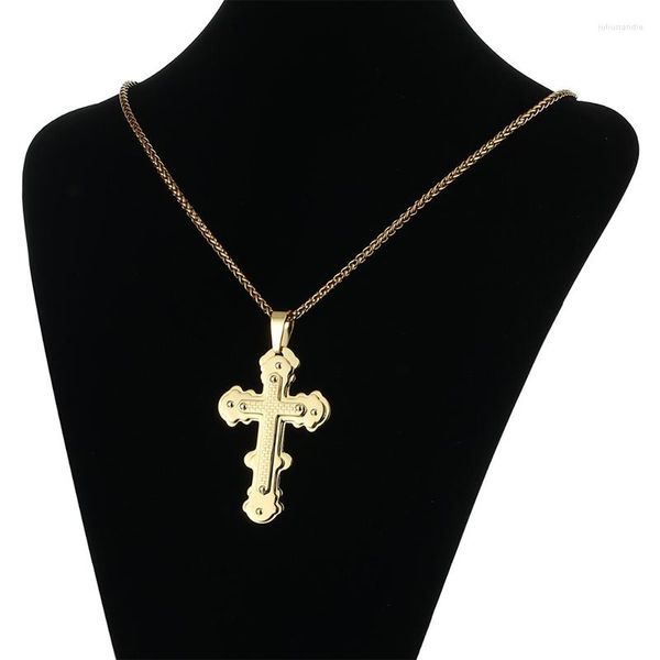 Anhänger Halsketten Religiöse Orthodoxe Mehrschichtige Kreuz Halskette Teen Jungen Hip Hop Silber Farbe Edelstahl Kette Für Männer Schmuck