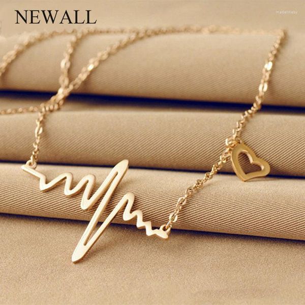 Ketten EKG Anhänger Halskette Weibliche Legierung Rose Gold Bijoux Kragen Schmuck Zubehör Für Frauen Koreanische Mode