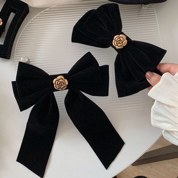 Симпатичные большие волосы Bowknot Clips Black Women Flower Camellia Barrettes модные аксессуары для волос для подарки