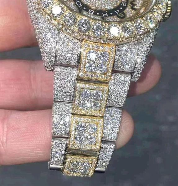 Luxus-Herrenuhren, Moissanit, Mosang-Stein, Diamant-Uhrwerk, Uhren für Herren, TOP Montre de Luxe-Armbanduhr, mechanisch, automatisch, 904L 1001