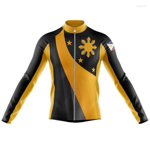 Jackets de corrida Filipinas bandeira de manga longa Meninas de bicicleta de bicicleta de bicicleta usa lã de inverno roupas finas mtb ropa ciclismo