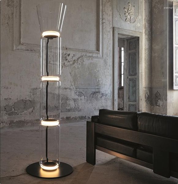 Lâmpadas de piso modernas lâmpada de vidro transparente sala de estar lendo ao lado de arte em pé de decoração leve iluminação suspensão LED FA195