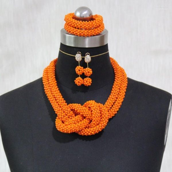 Halskette Ohrringe Set 4UJewelry Kristallschmuck Orange Damen Afrikanische Sets Mit Und Armband Handgemacht Braut Hochzeit