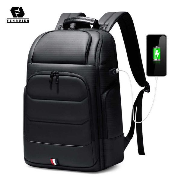 Suportes para Tablet PC Fenruien Mochilas Impermeáveis Carregamento USB Mochila Escolar Anti-roubo Homens Ajuste 15,6 Polegada Laptop Viagem Alta Capacidade W221019