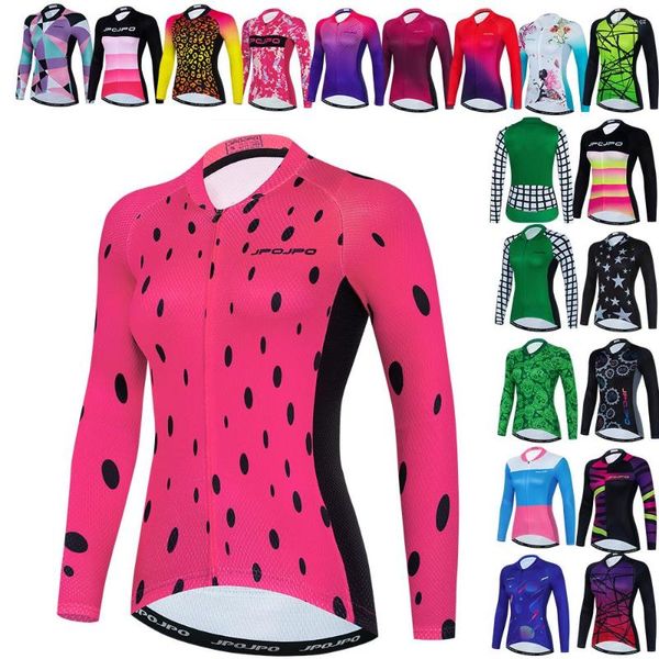 Гоночные куртки 2022 Велосипедные майки Женские велосипедные рубашки верхние дышащие быстрые сухой розовая девушка дамы лето с длинным рукавом велосипед