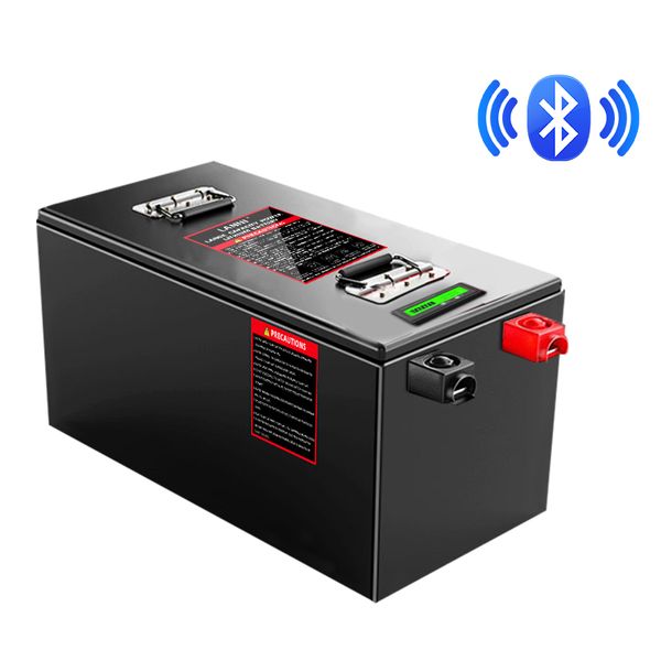 Pacco batteria LiFePO4 12V100Ah BMS integrato con Bluetooth per l'accumulo di energia solare Camion da golf Carrello elevatore Impianto fotovoltaico domestico Macchina per barca per camper