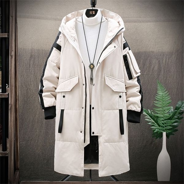 Männer Jacken Warme Dicke Männer Weiße Ente Unten Jacke Mit Kapuze Puffer Mantel Winter Männlichen Casual Lange Parka Mantel Outdoor Multi-tasche 221019