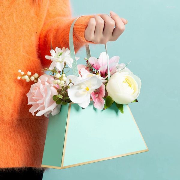 Подарочная упаковка 4pcs Свадебные подарки Box Bouquet Paper Portable Flower for Bag Curping Party Festival Boxs