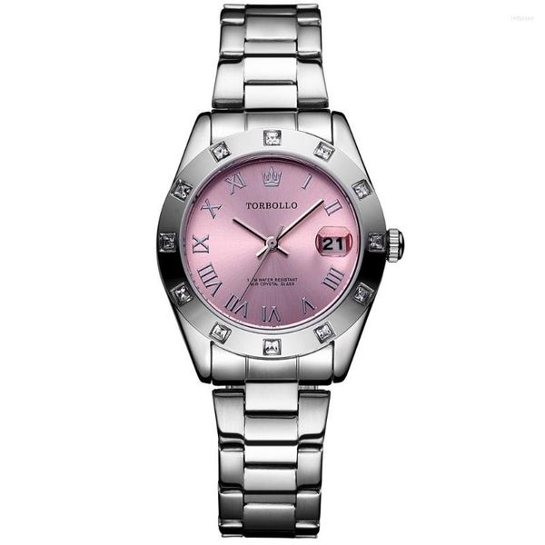 Orologi da polso Orologio da donna alla moda Cinturini impermeabili in acciaio inossidabile GIAPPONE Quarzo Argento Rosa Orologio da donna