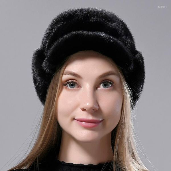 Berretti Cappelli di pelle piena Donne Cappello russo di alta qualità Eleganti code di neve Ushanka caldo ed elegante