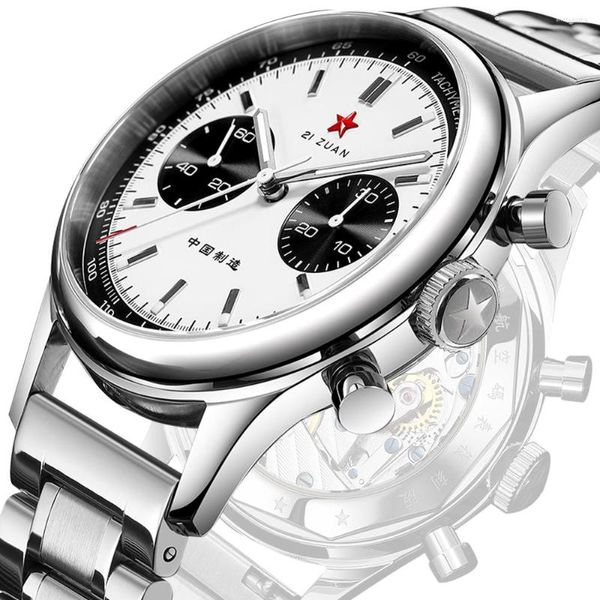 Armbanduhren Red Star 40mm Panda 1963 Chronograph Uhren Herren Original Seagull Handaufzugswerk Männliche Piloten Mechanisch