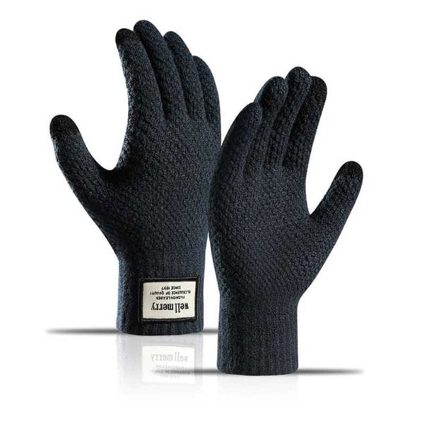 Skihandschuhe Herren und Damen Touchscreen-Handschuhe Stretch-Strick-SMS-Handschuhe Warme, winddichte, einfarbige Fäustlinge L221017