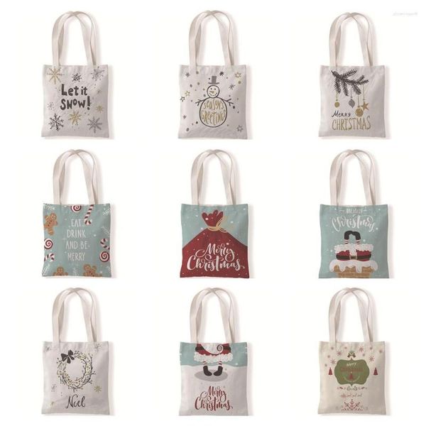 Borse portaoggetti Borsa tote con stampa di buon Natale Borsa a tracolla da viaggio Orso Albero Borse casual pieghevoli da donna Shopping riutilizzabile ecologico