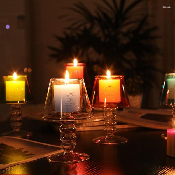 Titulares de velas decoração de vidro com perfume criativo