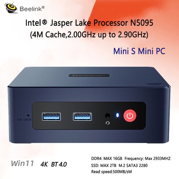 Beelink MINI S Mini-PC Windows 11 Intel Celeron N5095 8 GB 128 GB SSD Desktop MINIPC Gamer Computer VS U59 GK MINI J4125