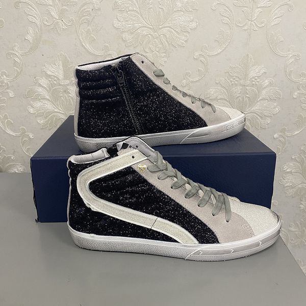 New Do-old Dirty Designer Golden Shoe Sneaker di marca italiana Deluxe con pelle classica Glitter Sparkle Uomo Donna Mid Star High Top Style KQ9J