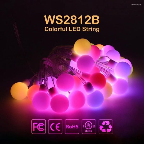 Saiten WS2812B Traumfarbe RGB LED Runde Ball Stringlichter Weihnachtsfeier Geburtstagdekoration Adressbar einzeln IP67 DC5V