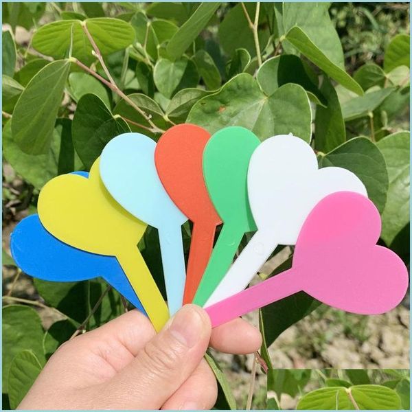 Altre forniture da giardino Botanica Pianta in plastica Cuore Tag Marker Anti invecchiamento Molti colori Colore puro 5X8 3 Cm Etichette non facili da sbiadire Gard Dhpgo