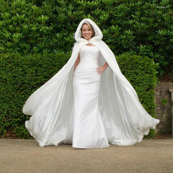 Avvolge Mantello da sposa invernale Mantello da sposa in pelliccia sintetica con cappuccio Perfetto per